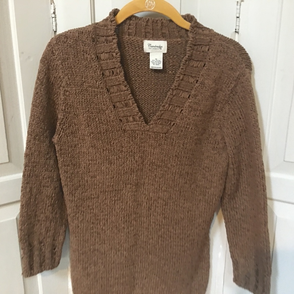 Cambridge Dry Goods Brown V-Neck Sweater - Picture 2 of 15
